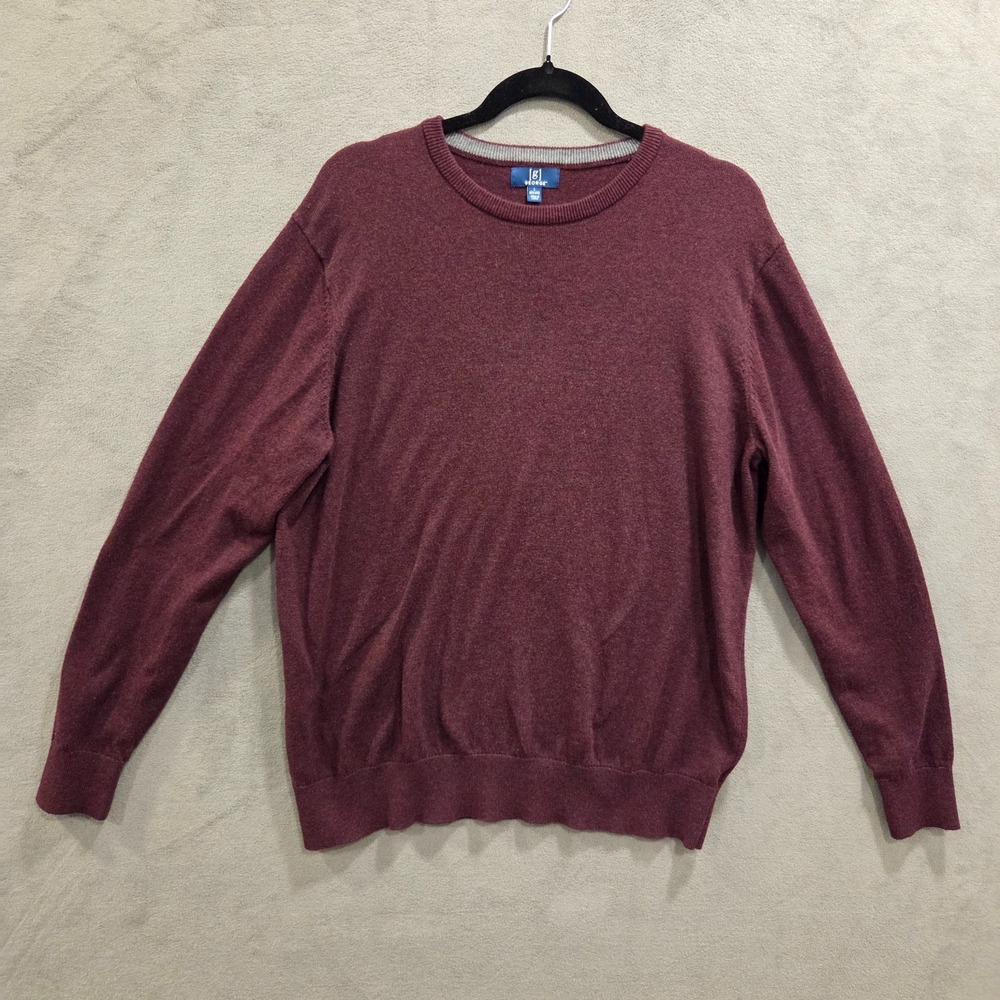 George Sweater Mens Size Large Maroon Round Neck Casual Warm Cozy‎ Comfy